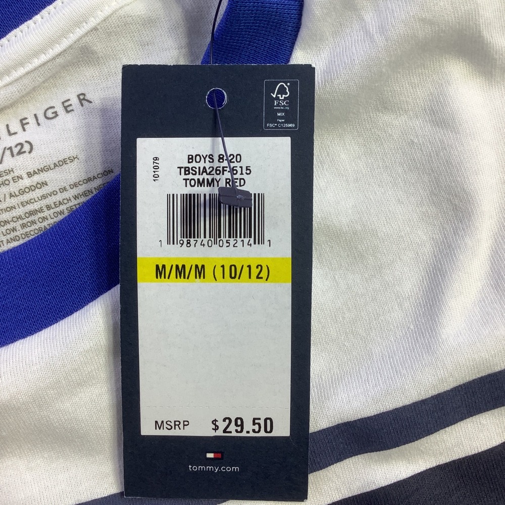 Tommy Hilfiger Boys T Shirt Size M 10/12 Colorblock Logo Graphic Tee‎ NWT - Picture 6 of 11